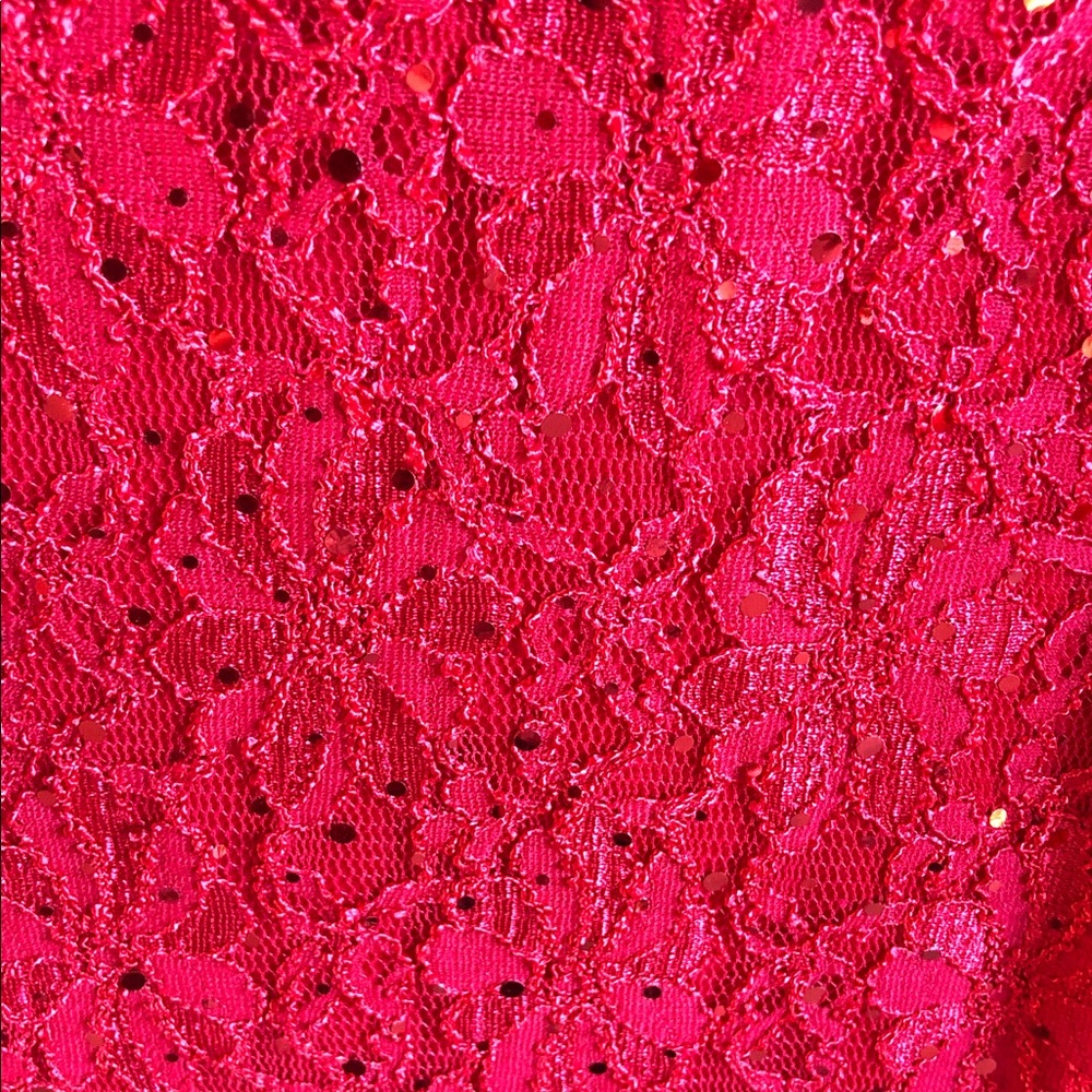 CONNECTED APPAREL Red Lace Short-Sleeve V-Neck Maxi Dress - Picture 9 of 14